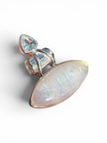 Rainbow Moonstone & Blue Topaz Solid 925 Sterling Silver Pendant