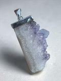 Raw Amethyst Crystal Solid 925 Sterling Silver Pendant