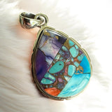 Kingman Trifecta Turquoise Solid 925 Sterling Silver Pendant