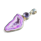 Purple Solar Quartz & Amethyst Solid 925 Sterling Silver Pendant