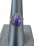 Charoite Solid 925 Sterling Silver Ring 7