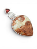 Spessartine Garnet in Limestone & Garnet Solid 925 Sterling Silver Pendant