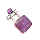 Lepidolite & Amethyst Solid 925 Sterling Silver Pendant