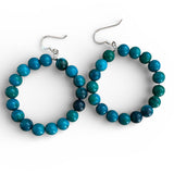 Chrysocolla Solid 925 Sterling Silver Hoop Earrings