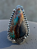 Black Jack Turquoise Solid 925 Sterling Silver Ring 9