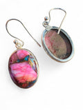 Kingman Pink Dahlia Turquoise Solid 925 Sterling Silver Earrings