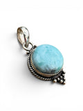 Caribbean Larimar Solid 925 Sterling Silver Pendant