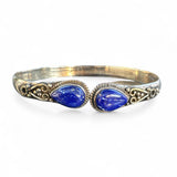 Blue Lapis Solid 925 Sterling Silver Bangle Bracelet
