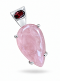 Rose Quartz & Garnet Solid 925 Sterling Silver Pendant