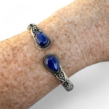 Blue Lapis Solid 925 Sterling Silver Bangle Bracelet