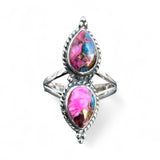 Kingman Pink Dahlia Turquoise Solid 925 Sterling Silver Ring 8