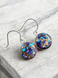 Kingman Purple Blue Turquoise Solid 925 Sterling Silver Earrings