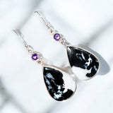 White Buffalo Jasper & Amethyst Solid 925 Sterling Silver Earrings