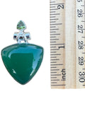 Green Onyx & Peridot Solid 925 Sterling Silver Pendant