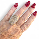 Fossilized Coral Solid 925 Sterling Silver Ring 7.5