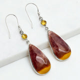 Mookaite Jasper & Citrine Solid 925 Sterling Silver Earrings