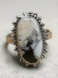 White Buffalo Solid 925 Sterling Silver Ring 7