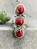 Kingman Red Rose Dahlia Solid 925 Sterling Silver Ring 9