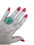 Kingman Peacock Dahlia Solid 925 Sterling Silver Ring 6.5