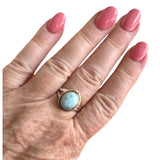 Caribbean Larimar Solid 925 Sterling Silver Ring 9
