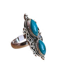 Kingman Turquoise Solid 925 Sterling Silver Ring 7