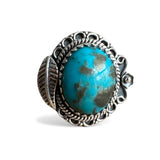Pilot Mountain Turquoise with Pyrite Solid 925 Sterling Silver Ring 10
