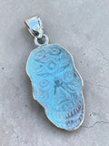 Sugar Skull Luminite Solid 925 Sterling Silver Pendant Handmade Taxco Mexico