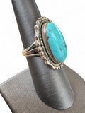 Kingman Turquoise Solid 925 Sterling Silver Ring 7