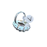 Kingman Turquoise Spiny Oyster & Aquamarine Solid 925 Sterling Silver Ring 7