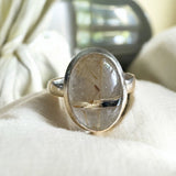 Gold Rutilated Quartz Solid 925 Sterling Silver Ring 7