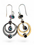 Rainbow Fire Topaz & Amethyst Solid 925 Sterling Silver Earrings