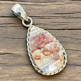 Crazy Lace Agate teardrop Solid 925 Sterling Silver Pendant