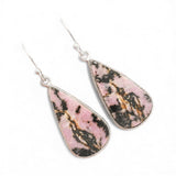 Rhodonite Solid 925 Sterling Silver Earrings