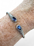 Iolite Solid 925 Sterling Silver Bangle Bracelet
