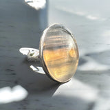 Fluorite Solid 925 Sterling Silver Ring 7.5