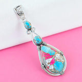 Kingman Cotton Candy Turquoise Solid 925 Sterling Silver Pendant