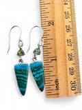Malachite Azurite & Peridot Solid 925 Sterling Silver Earrings
