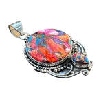 Kingman Pink Dahlia Turquoise Solid 925 Sterling Silver Pendant