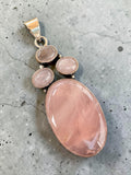 Rose Quartz Silver Overlay Pendant