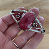 Pink Thulite Solid 925 Sterling Silver Cuff Bracelet