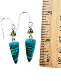 Malachite Azurite & Peridot Solid 925 Sterling Silver Earrings