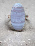 Blue Lace Agate Solid 925 Sterling Silver Ring 9