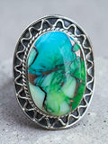 Kingman Peacock Dahlia Solid 925 Sterling Silver Ring 7