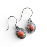 Kingman Pink Dahlia Turquoise Solid 925 Sterling Silver Earrings