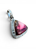 Kingman Red Rose Dahlia Solid 925 Sterling Silver Pendant