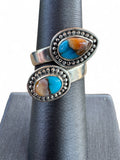 Kingman Turquoise & Spiny Oyster Solid 925 Sterling Silver Ring ADJ