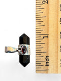 Black Onyx & Garnet Solid 925 Sterling Silver Pendant