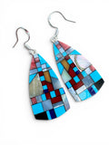Inlay Mosaic Solid 925 Sterling Silver Earrings