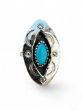 Kingman Turquoise Shadow Box Solid 925 Sterling Silver Ring 8
