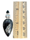 Black Golden Seraphanite & Onyx Solid 925 Sterling Silver Pendant